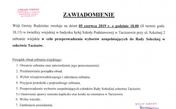 Zawiadomienie – przeprowadzenie wyborów uzupełniających do Rady Sołeckiej